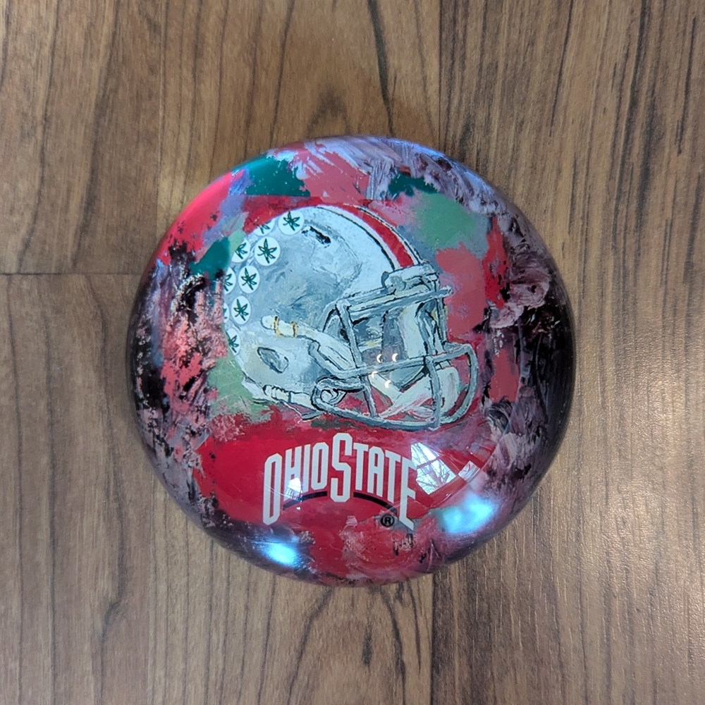 Ohio State University Buckeyes Football Glass Paper Weight